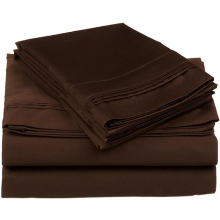Impressions By Luxor Treasures Egyptian Cotton 650 Thread Count Solid Sheet Set Twin-Chocolate 650TWSH SLCH